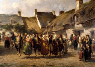 Een bruiloft in Bretagne in 1863 door Adolphe Pierre Leleux
