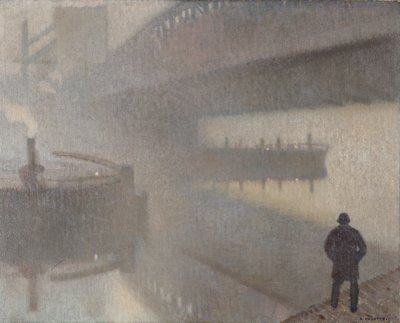 Onder Windsor Bridge aan de Irwell, Manchester door Adolphe Valette
