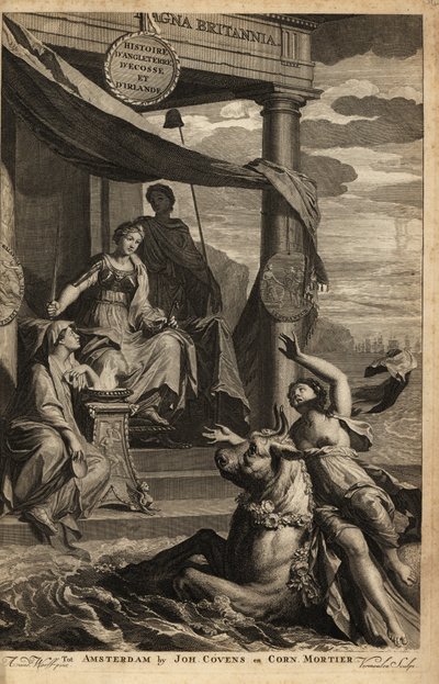 Allegorisch frontispice met Europa, Zeus en Themis door Adriaan van der (after) Werff