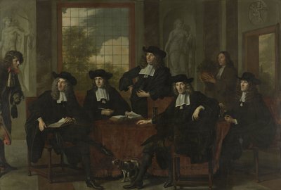 De superintendenten van het Collegium Medicum in Amsterdam, 1683 door Adriaen Backer