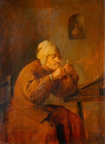 Le tailleur de plumes - de ganzenveer-slijper ... door Adriaen Brouwer