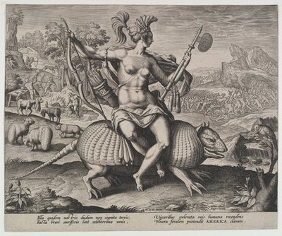 Amerika, van de Vier Continenten door Adriaen Collaert