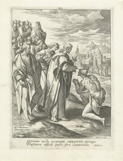 Genezing van een melaatse Leven van Christus door Adriaen Collaert