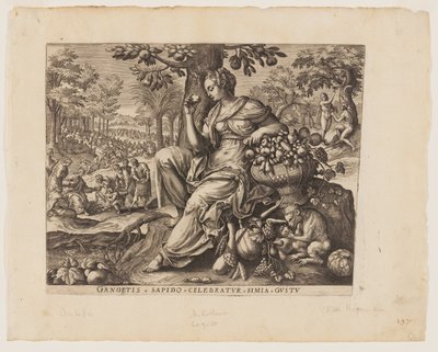 Smaak, uit De vijf zintuigen door Adriaen Collaert