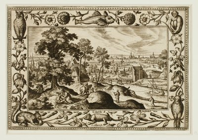De parabel van de barmhartige Samaritaan, uit Landschappen met scènes uit het Oude en Nieuwe Testament en Jachtscènes door Adriaen Collaert