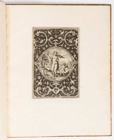 Venus, plaat uit een suite van 6 ornamentale ontwerpen met het oordeel van Parijs door Adriaen Collaert
