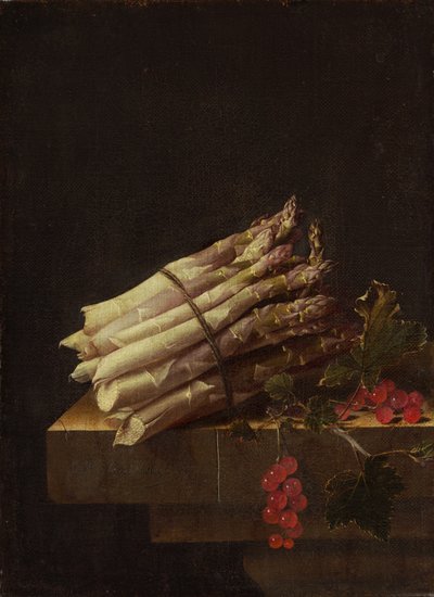 Stilleven met asperges en rode bessen, 1696 door Adrian Coorte