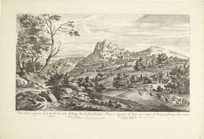 Gezicht op Saint Laurent de la Roche (Veuë de St. Laurent de la Roche du costé du Bourg dans la franche Comté) door Adriaen Frans Boudewyns