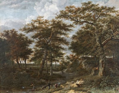 Landschap met jagers door Adriaen Hendricksz. Verboom