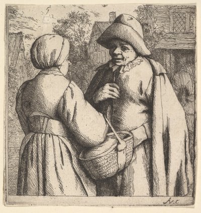 Gesprek op straat, 1610-85 door Adriaen Jansz. van Ostade