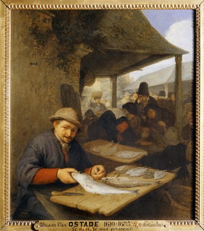 De vismarkt ... door Adriaen Jansz. van Ostade