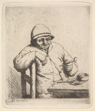 Boer met een pijp door Adriaen Jansz. van Ostade