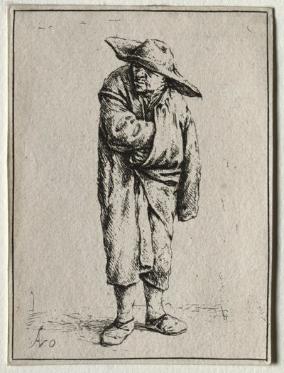 Boer met zijn hand in zijn mantel door Adriaen Jansz. van Ostade