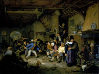 Boeren dansen in een herberg door Adriaen Jansz. van Ostade