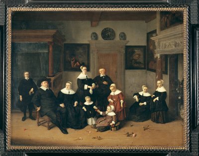 Familieportret, vroeger bekend als de familie van de schilder - Familieportret ... door Adriaen Jansz. van Ostade