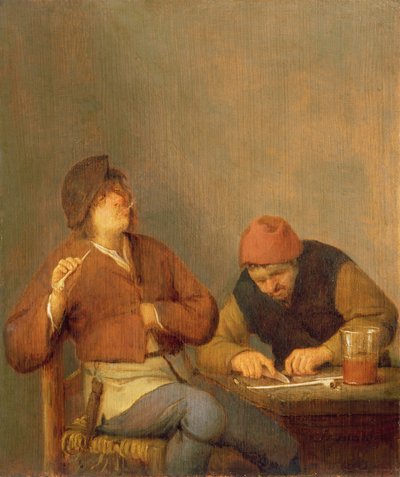 Twee rokers in een interieur, 1643 door Adriaen Jansz. van Ostade
