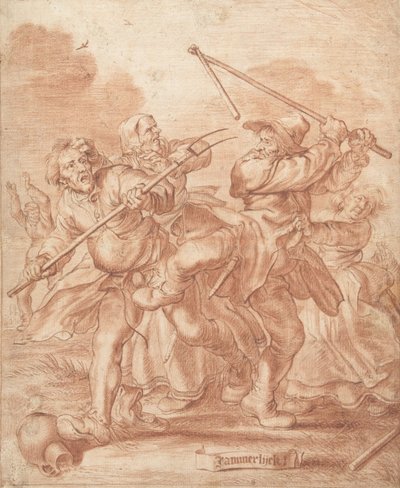 Vechtende boeren, 1600-62 door Adriaen Pietersz van de Venne