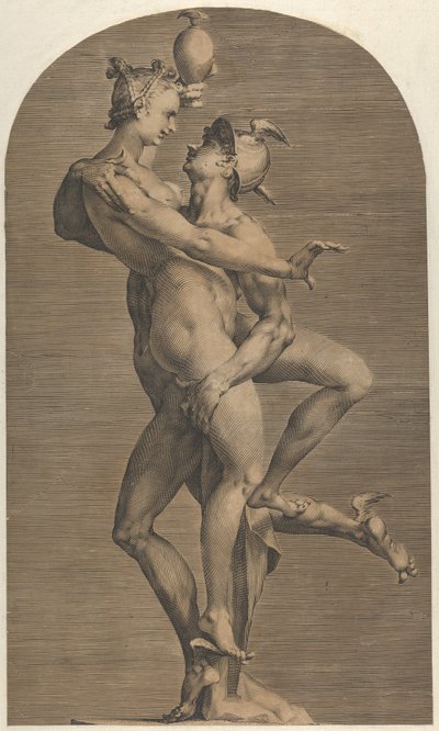 Mercurius ontvoert Psyche door Adriaen de Vries