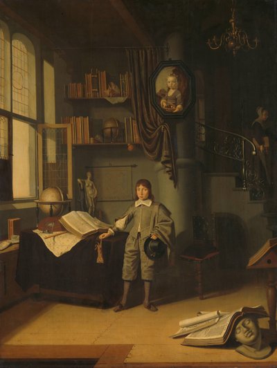 Jonge man in een studeerkamer door Adriaen van Gaesbeeck