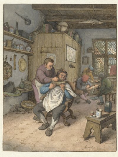A Barbershop door Adriaen van Ostade
