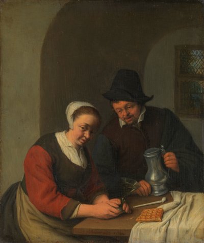 Een vertrouwelijk gesprek door Adriaen van Ostade