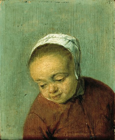 Hoofd van een meisje door Adriaen van Ostade