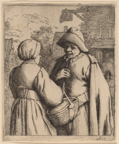 Man en vrouw in gesprek door Adriaen van Ostade