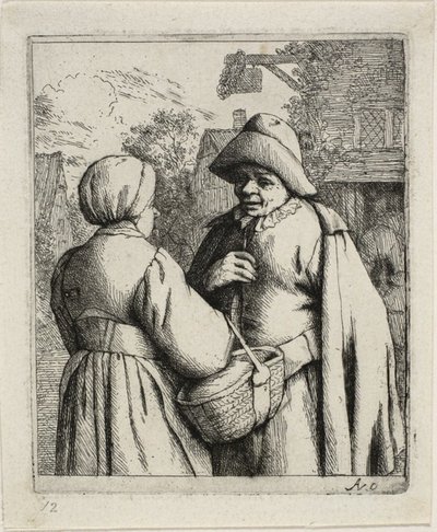 Man en Vrouw in Gesprek door Adriaen van Ostade