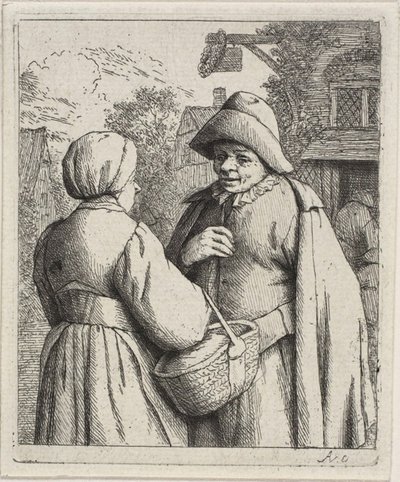 Man en vrouw in gesprek door Adriaen van Ostade