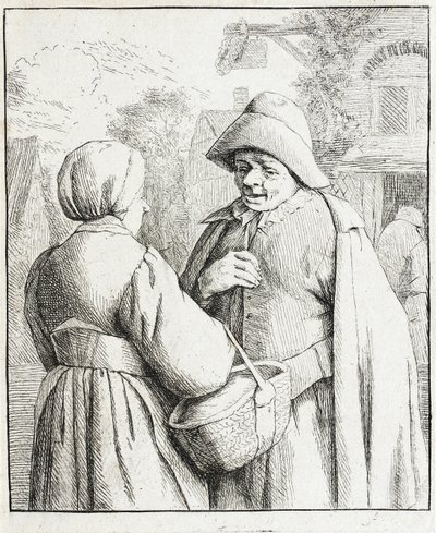 Man en vrouw in gesprek door Adriaen van Ostade