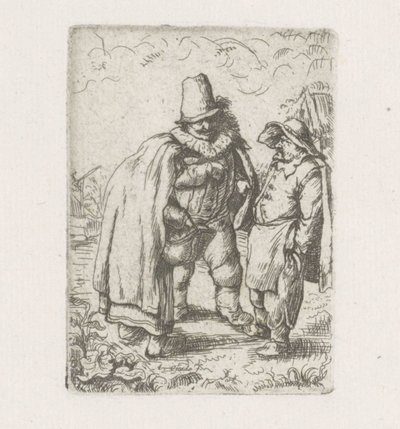 Man met plooikraag bij een boerenpaar door Adriaen van Ostade