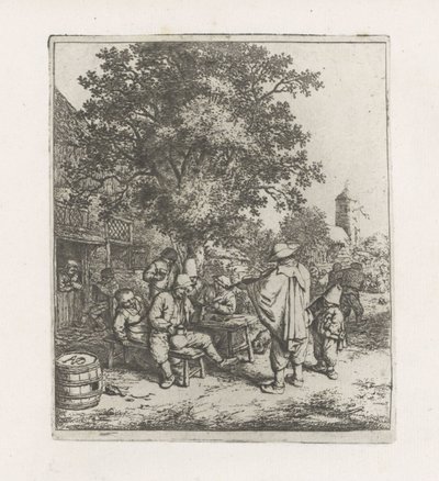Twee muzikanten bij een drinkend gezelschap door Adriaen van Ostade