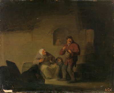 Twee boeren en een zingende vrouw door Adriaen van Ostade