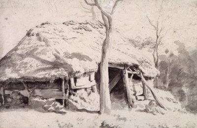 Een schaapskooi in het bos door Adriaen van de Velde