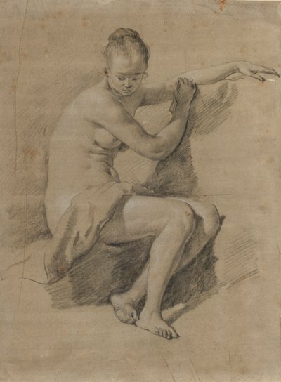 Zittende vrouwelijke naakt, ca. 1660-70 door Adriaen van de Velde