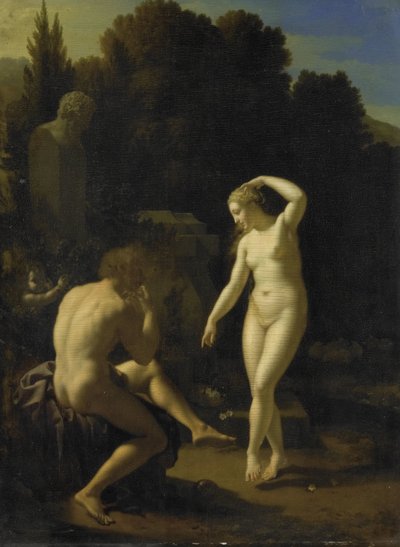 Een nimf danst op de herdersfluit door Adriaen van der Werff