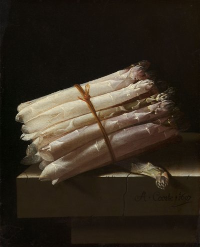 Stilleven met asperges, 1697 door Adrian Coorte