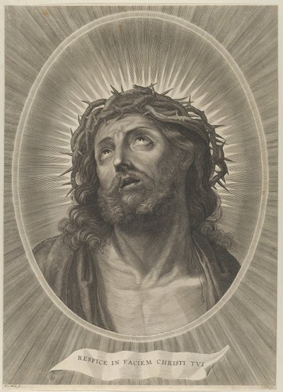 Hoofd van Christus met doornenkroon, in een ovaal frame, na Reni, ca. 1653-67 door Adrian van Melar