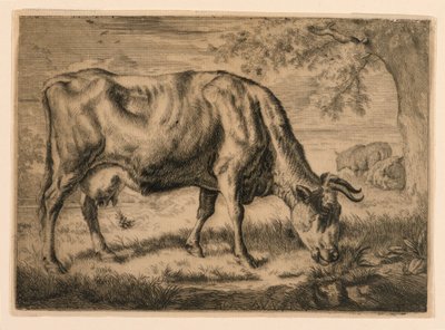 Koe en Twee Schapen aan de Voet van een Boom door Adrian van de Velde