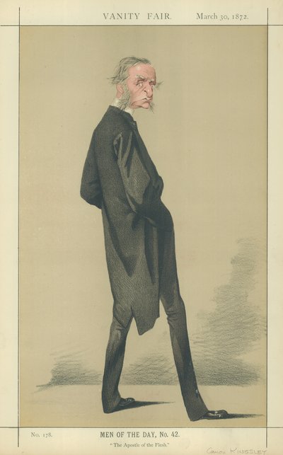Eerwaarde Canon Charles Kingsley (kleurenlitho) door Adriano Cecioni