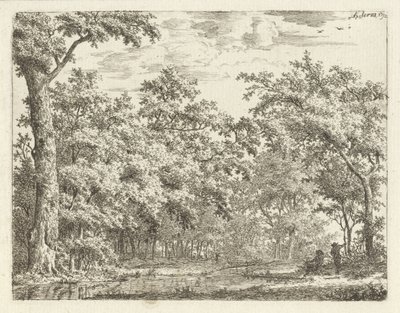 Twee figuren bij het water in het bos door Adrianus Serné