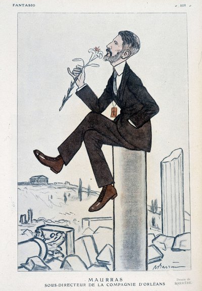 Charles Maurras, Franse politicus en schrijver (1868-1952), adjunct-directeur van de Orleans-campagne - Illustratie door Adrien Barrere in 