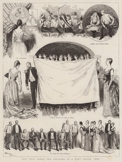 Hoe ze de Cotillon dansen op een West-Indische Hop door Adrien Emmanuel Marie