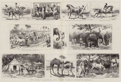 De grote olifanten- en paardenmarkt in Sonepur, Bengalen door Adrien Emmanuel Marie