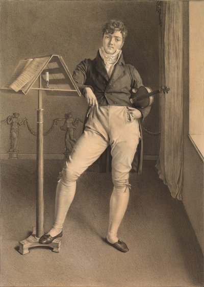 Portret van violist Jean Vidal (1789-1867) door Adrien Victor Auger