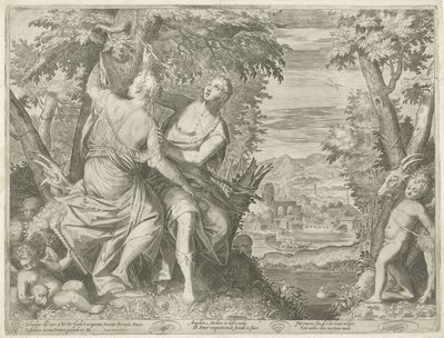 Angelica en Medoro door Egidius  Sadeler (II)