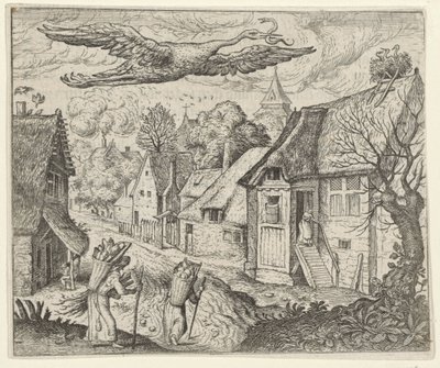 Fabel van de oude ooievaar door Egidius  Sadeler (II)