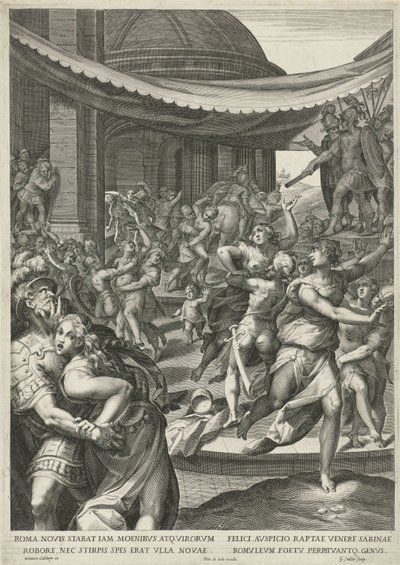 Sabijnse maagdenroof door Egidius  Sadeler (II)