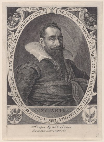 Vincenz Muschinger, Raadgever van Keizer Rudolf II, 1611 door Aegidius Sadeler II
