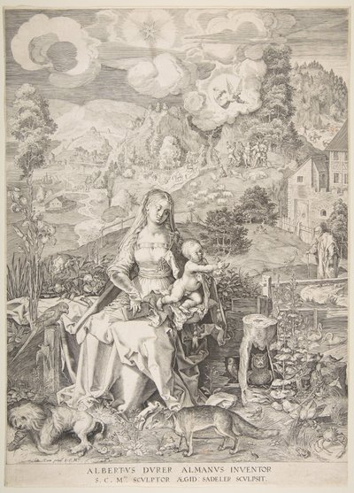 Maagd en kind in een landschap door Aegidius Sadeler II